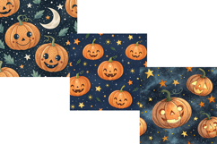 funny pumpkin starry, whimsical night design, celestial pumpkin pattern, playful wink background, starry night art, jack o lantern design, magical amusement pattern, children night decor, star eye pumpkin, dark sky art