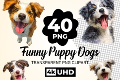 Funny Puppy Dogs Clipart Bundle 40 PNG 4K Transparent BG Product Image 5