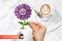 Funny Purple Flower Sticker, Floral Decoration Sticker Product Image 1