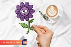 Funny Purple Flower Sticker, Floral Decoration Sticker Product Image 1