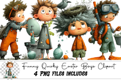 Funny Quirky Easter Boys Clipart Product Image 1