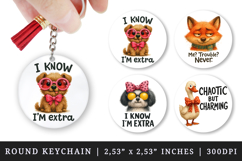 Funny Quote round keychain pintable sublimation design png Product Image 1