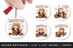Funny Quote round keychain pintable sublimation design png Product Image 1