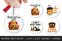Funny Quote round keychain pintable sublimation design png Product Image 1