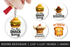 Funny Quote round keychain pintable sublimation design png Product Image 1