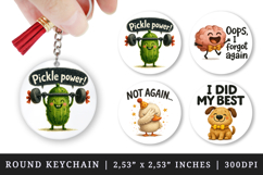 Funny Quote round keychain pintable sublimation design png Product Image 1