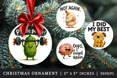 Funny Quote round ornaments sublimation design Product Image 1