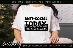 ANTI-SOCIAL Funny Quote SVG Sarcastic T-shirt Mug Design Product Image 4