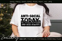 ANTI-SOCIAL Funny Quote SVG Sarcastic T-shirt Mug Design Product Image 4