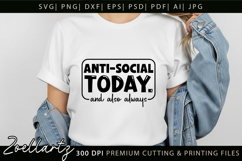 ANTI-SOCIAL Funny Quote SVG Sarcastic T-shirt Mug Design Product Image 4