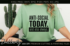 ANTI-SOCIAL Funny Quote SVG Sarcastic T-shirt Mug Design Product Image 5
