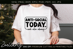 ANTI-SOCIAL Funny Quote SVG Sarcastic T-shirt Mug Design Product Image 5