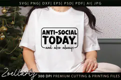 ANTI-SOCIAL Funny Quote SVG Sarcastic T-shirt Mug Design Product Image 5