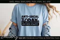 ANTI-SOCIAL Funny Quote SVG Sarcastic T-shirt Mug Design Product Image 1