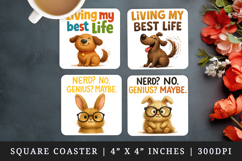 Funny Quote square coaster sublimation, coasters design Product Image 1