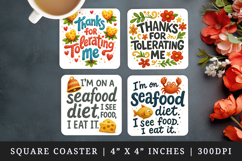 Funny Quote square coaster sublimation, coasters design Product Image 1