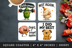 Funny Quote square coaster sublimation, coasters design Product Image 1