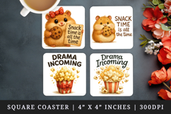 Funny Quote square coaster sublimation, coasters design Product Image 1