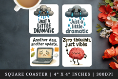 Funny Quote square coaster sublimation, coasters design Product Image 1