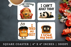 Funny Quote square coaster sublimation, coasters design Product Image 1