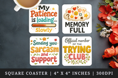 Funny Quotes square coaster sublimation, coasters design Product Image 1