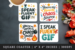 Funny Quotes square coaster sublimation, coasters design Product Image 1
