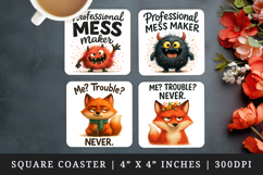 Funny Quotes square coaster sublimation, coasters design Product Image 1