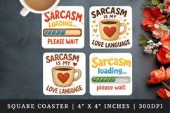 Funny Quotes square coaster sublimation, coasters design Product Image 1