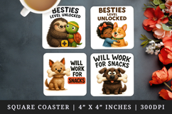 Funny Quotes square coaster sublimation, coasters design Product Image 1
