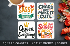 Funny Quotes square coaster sublimation, coasters design Product Image 1