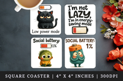 Funny Quotes square coaster sublimation, coasters design Product Image 1