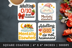 Funny Quotes square coaster sublimation, coasters design Product Image 1