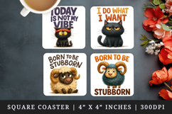 Funny Quotes square coaster sublimation, coasters design Product Image 1