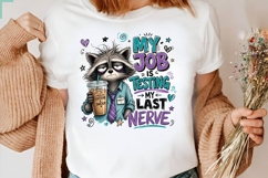 Funny Raccoon Last Nerve Coffee PNG Sublimation Design Art Product Image 2