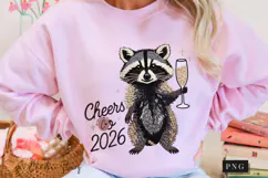 Cheers to 2026 Funny Raccoon PNG Product Image 9
