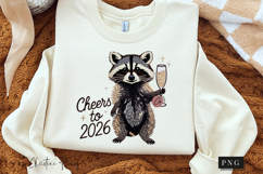 Cheers to 2026 Funny Raccoon PNG Product Image 3