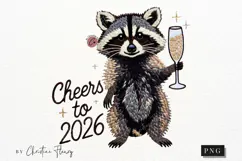 Cheers to 2026 Funny Raccoon PNG Product Image 4