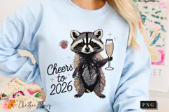 Cheers to 2026 Funny Raccoon PNG Product Image 7