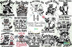 Funny Raccoon PNG Bundle Sublimation Product Image 1