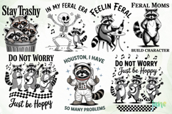 Funny Raccoon PNG Bundle Sublimation Product Image 6