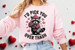 Funny Raccoon Valentine's Day PNG,I'd Pick You Over Trash Product Image 8