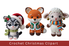 Crochet Christmas Clipart, crochet animal sublimation Product Image 1