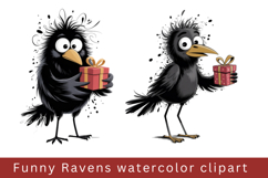Funny Ravens watercolor clipart, sublimation graphics png Product Image 1