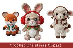 Crochet Christmas Clipart, crochet animal bundle Product Image 2