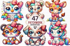 Cute Patchwork Animals Clipart Bundle Product Image 1