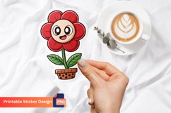 Funny Red Flower Sticker, Red Flower Decal, Funny Floral Art Product Image 1