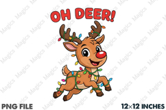 Funny Reindeer Lights T-Shirt Design Product Image 1
