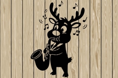 Funny reindeer stencil silhouette SVG Product Image 1