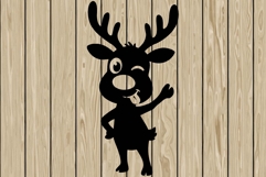 Funny reindeer stencil silhouette SVG Product Image 1