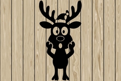 Funny reindeer stencil silhouette SVG Product Image 1